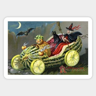 Antique Halloween Drive Greetings Sticker